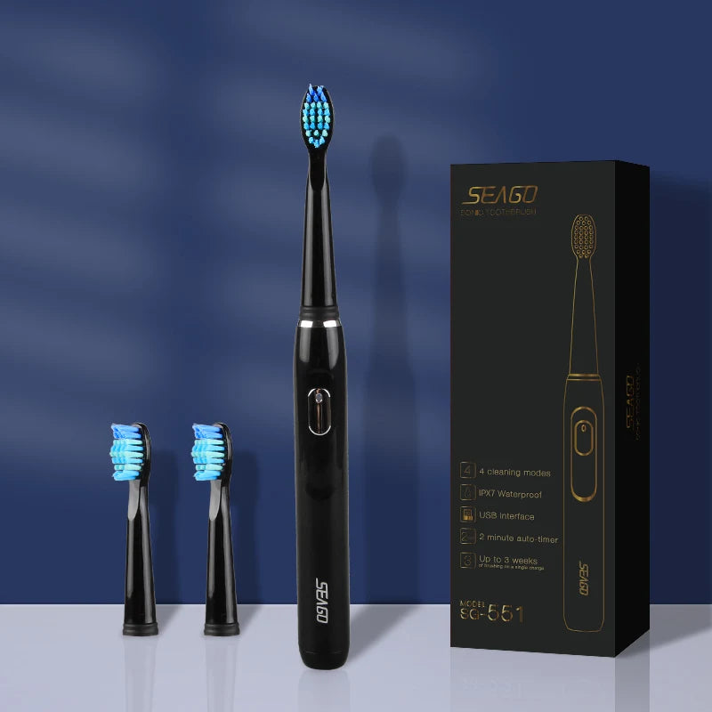 SEAGO SONIC ELECTRIC TOOTHBRUSH RECHARGEABLE 4 MODES