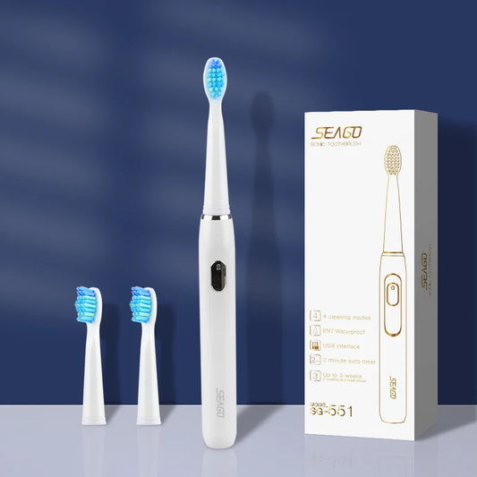 SEAGO SONIC ELECTRIC TOOTHBRUSH RECHARGEABLE 4 MODES